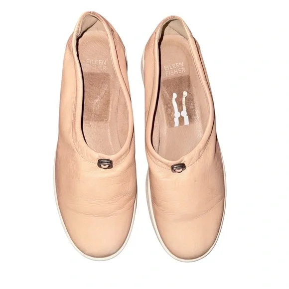 EILEEN FISHER Sydney Slip On Washed Leather Comfort Sneakers Blush Pink Size 8 - Picture 9 of 15